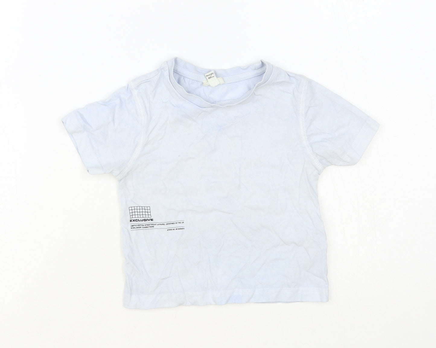 River Island Baby Blue Cotton Basic T-Shirt Size 12-18 Months Crew Neck Pullover - Exclusive