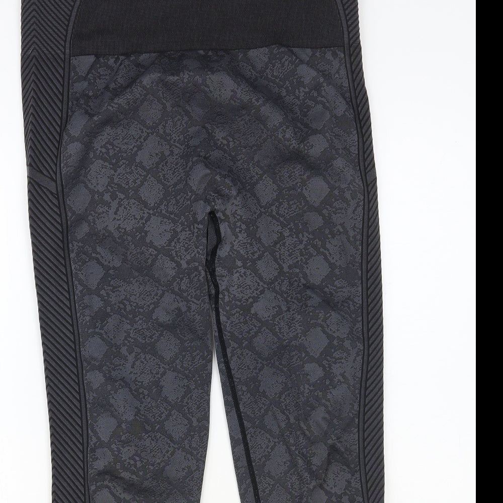 USA Pro Womens Grey Animal Print Polyester Compression Leggings Size 16 L28 in Regular Pullover