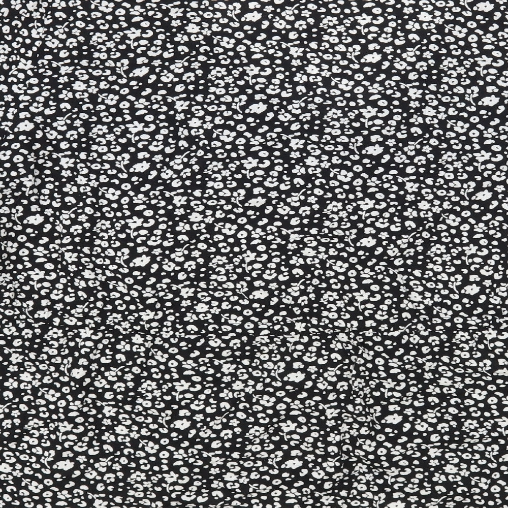 George Womens Black Floral Viscose Basic Blouse Size 18 V-Neck