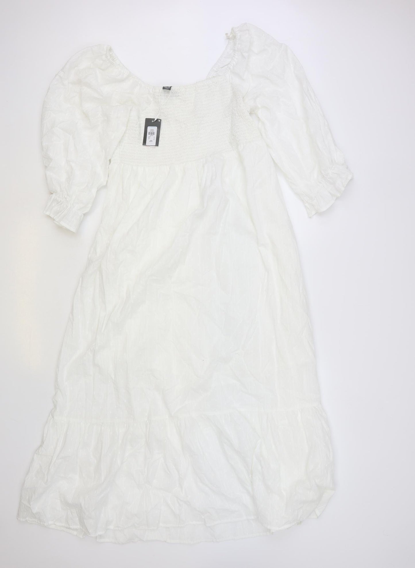 Primark Womens White Cotton Maxi Size 16 Square Neck Pullover