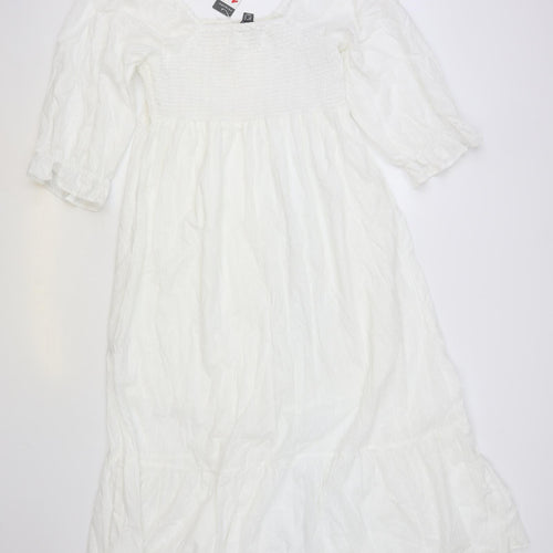 Primark Womens White Cotton Maxi Size 16 Square Neck Pullover