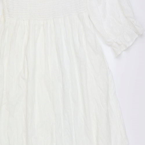 Primark Womens White Cotton Maxi Size 16 Square Neck Pullover