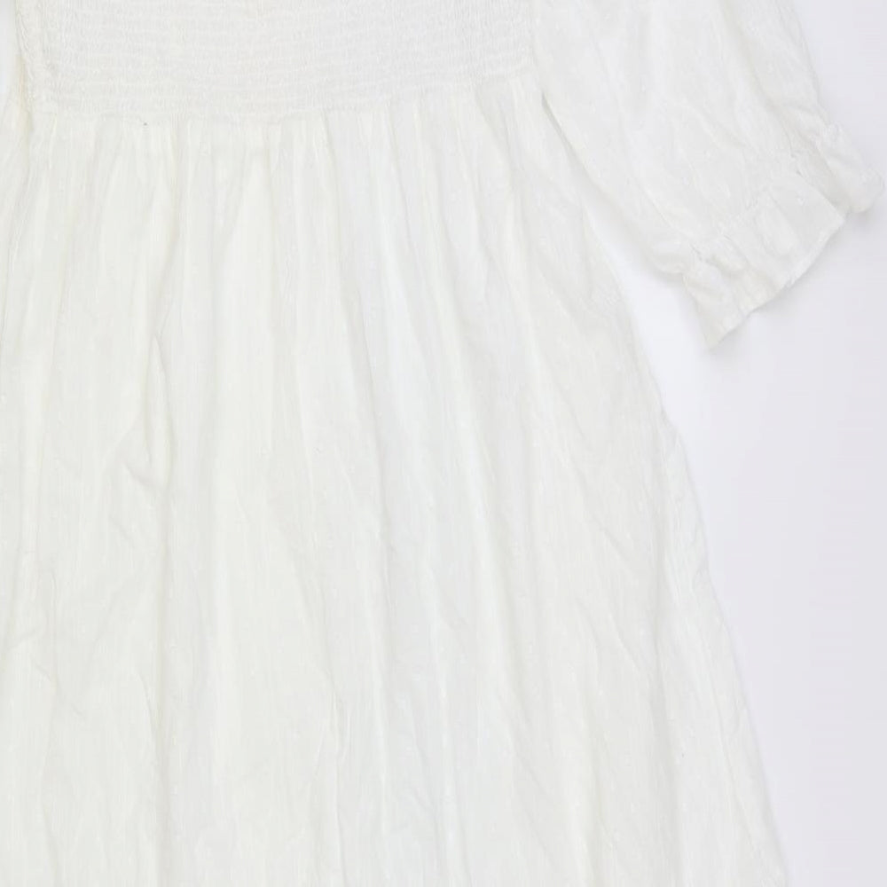 Primark Womens White Cotton Maxi Size 16 Square Neck Pullover