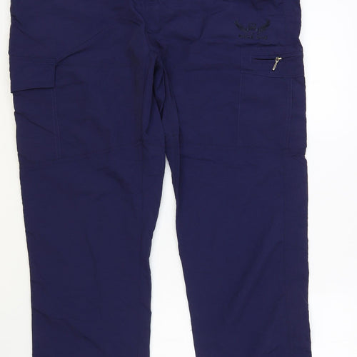 SINCE 1981 Womens Blue Polyester Cargo Trousers Size XL L33 in Regular Button