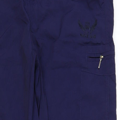 SINCE 1981 Womens Blue Polyester Cargo Trousers Size XL L33 in Regular Button