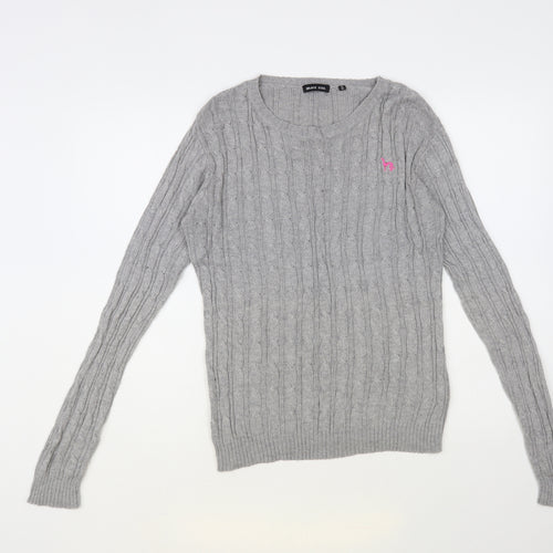 Brave Soul Womens Grey Round Neck Viscose Pullover Jumper Size M