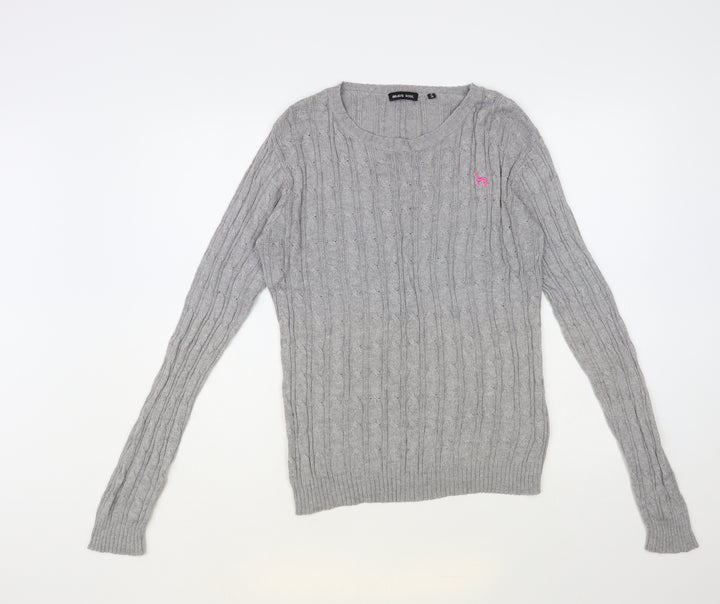 Brave Soul Womens Grey Round Neck Viscose Pullover Jumper Size M