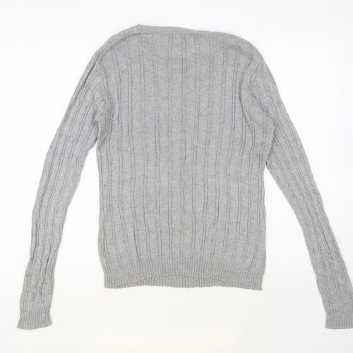 Brave Soul Womens Grey Round Neck Viscose Pullover Jumper Size M