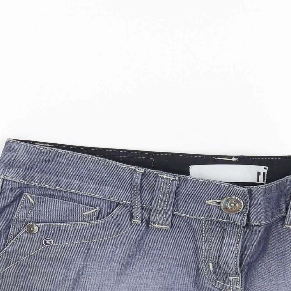 River Island Womens Blue Cotton Hot Pants Shorts Size 12 L3 in Regular Button