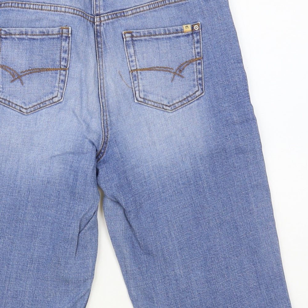 NEXT Womens Blue Cotton Boyfriend Shorts Size 8 L15 in Regular Button