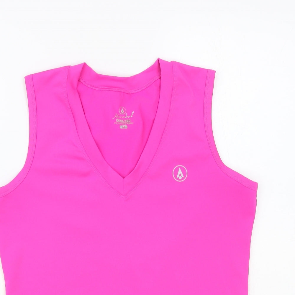 Karakal Womens Pink Polyester Basic Tank Size M V-Neck