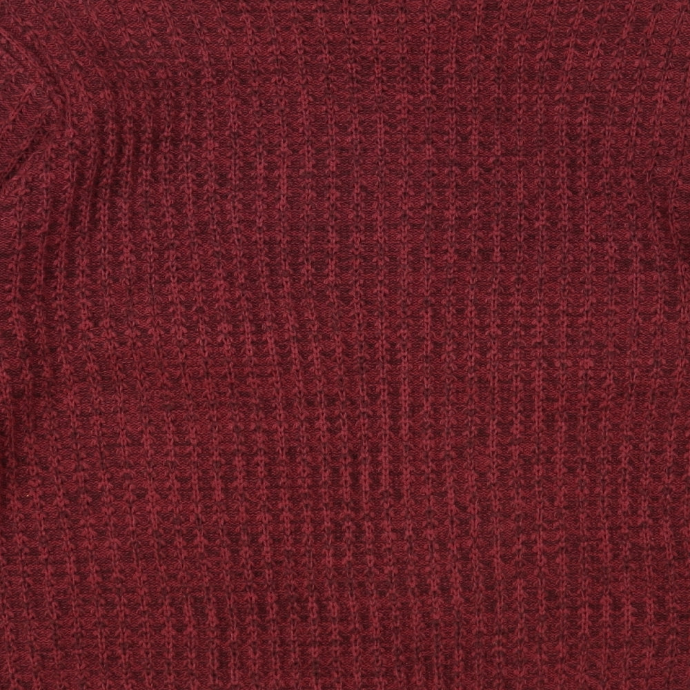 George Mens Red Crew Neck Acrylic Pullover Jumper Size L