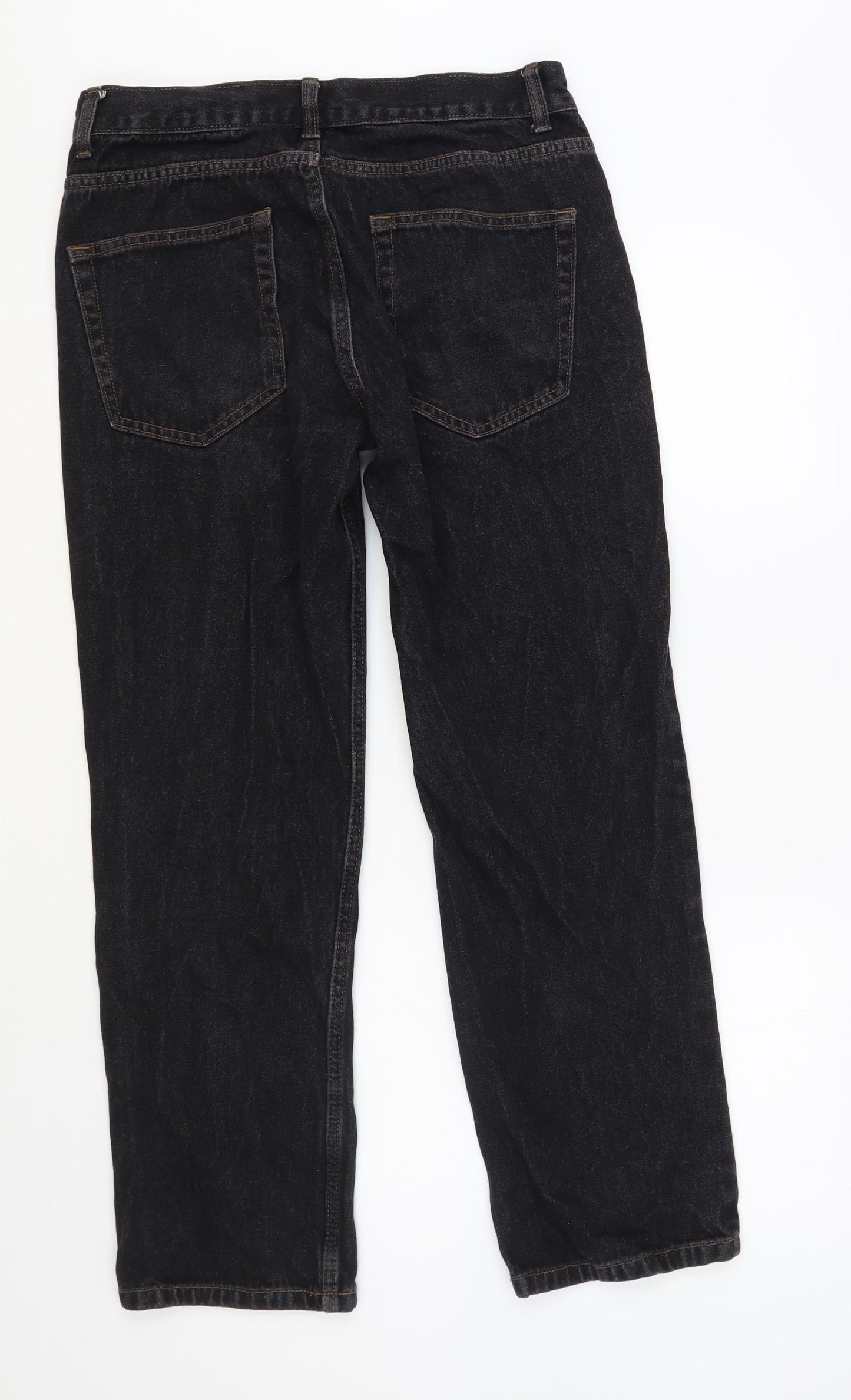 George Mens Black Cotton Straight Jeans Size 32 in L30 in Regular Button