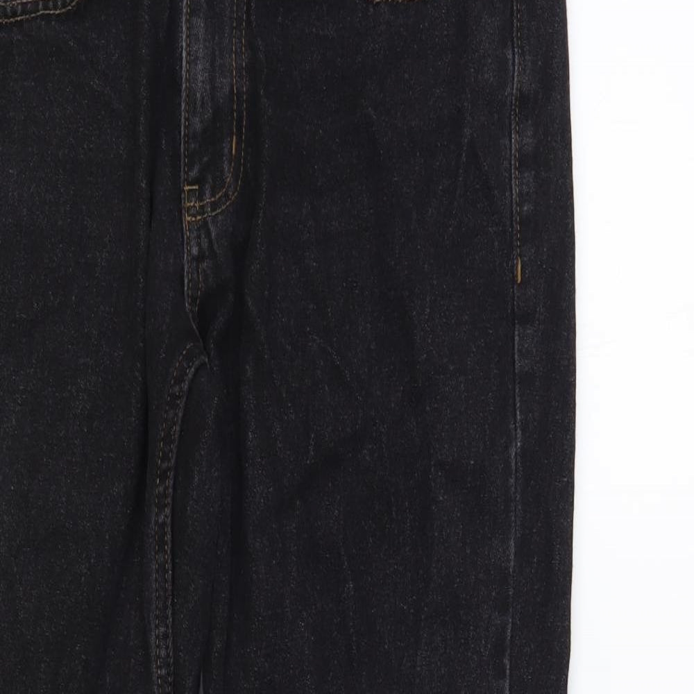 George Mens Black Cotton Straight Jeans Size 32 in L30 in Regular Button
