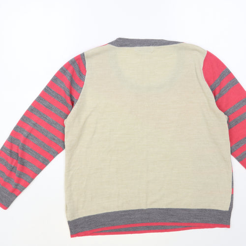 Per Una Womens Multicoloured Scoop Neck Striped Acrylic Pullover Jumper Size L