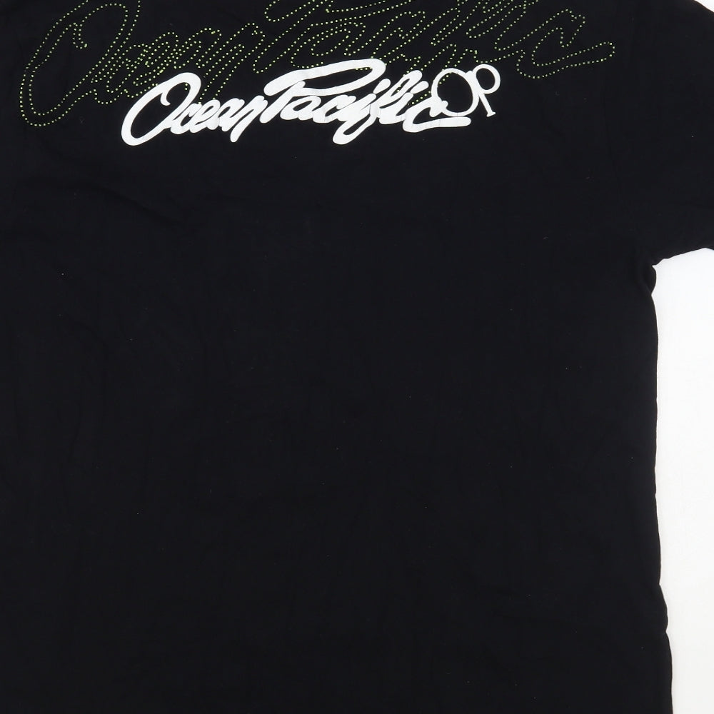 Ocean Pacific Mens Black Cotton T-Shirt Size L Crew Neck