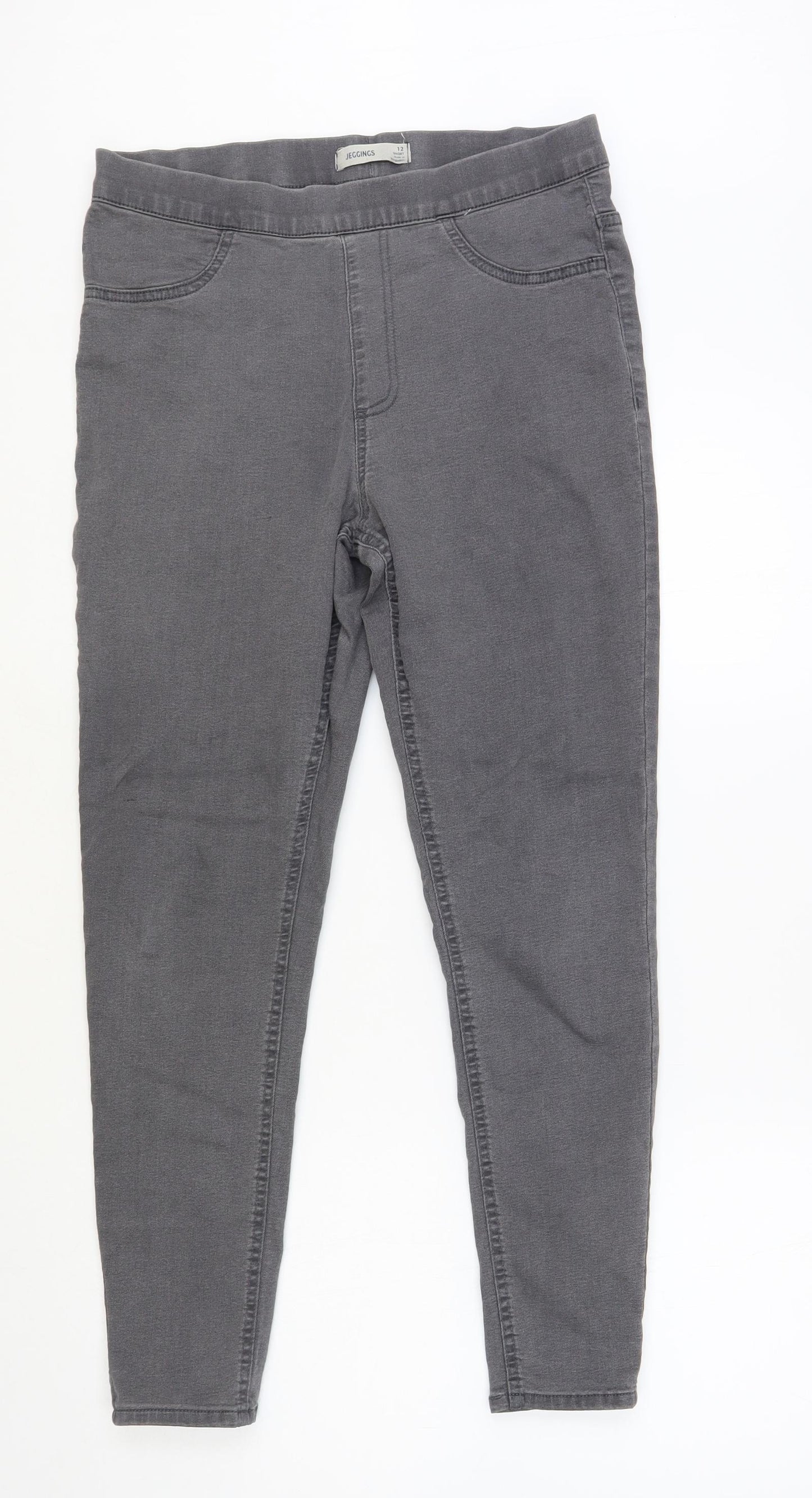 Marks and Spencer Womens Grey Cotton Jegging Jeans Size 12 L28 in Regular