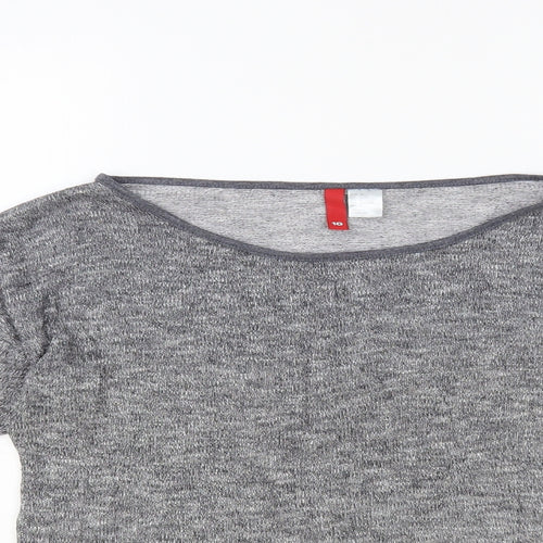 H&M Womens Grey Boat Neck Viscose Pullover Jumper Size S