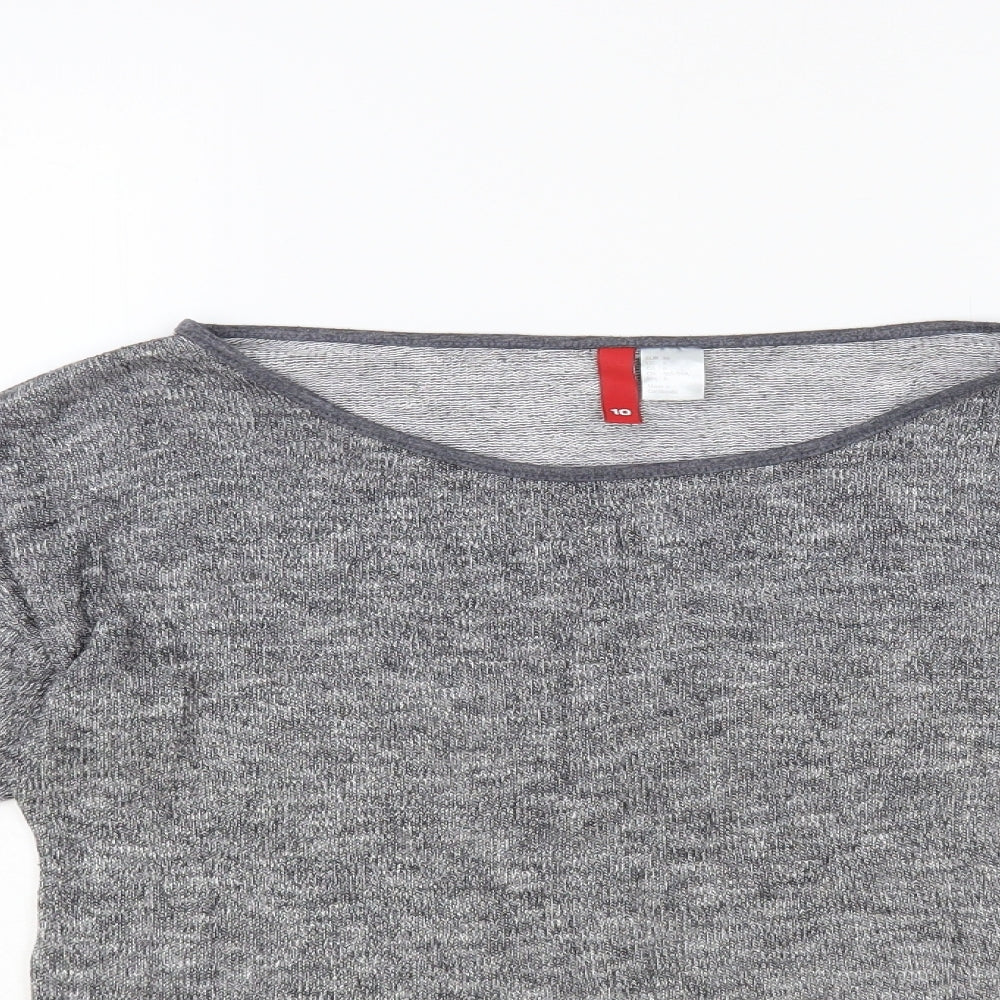 H&M Womens Grey Boat Neck Viscose Pullover Jumper Size S