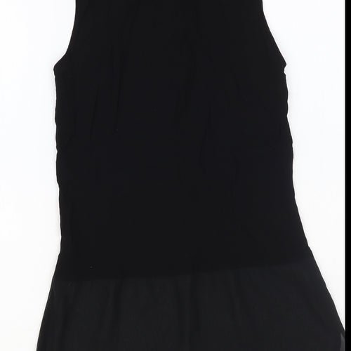 H&M Womens Black Polyester Basic Button-Up Size 6 Collared