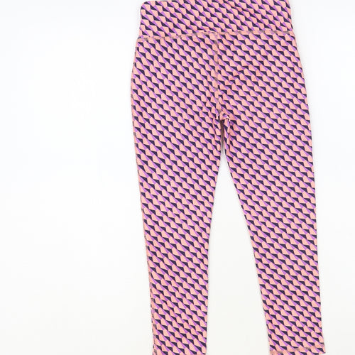 Dunnes Stores Girls Pink Geometric Polyester Jogger Trousers Size 7-8 Years Regular Pullover - Leggings