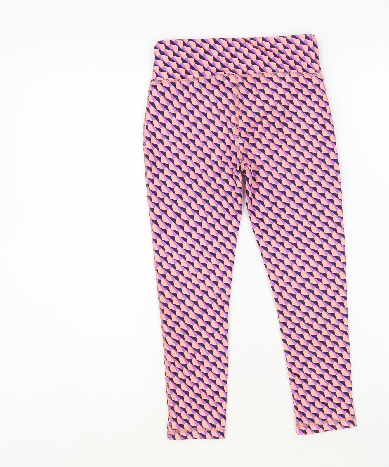 Dunnes Stores Girls Pink Geometric Polyester Jogger Trousers Size 7-8 Years Regular Pullover - Leggings