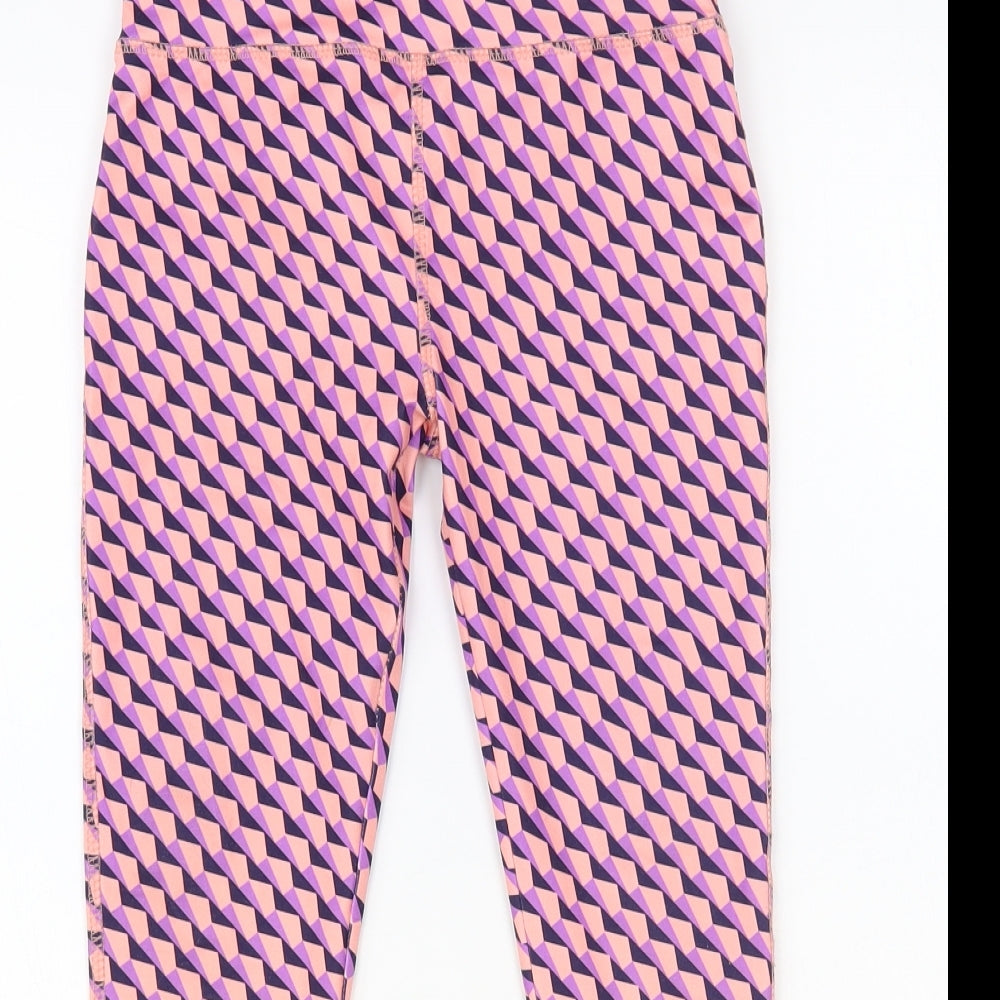 Dunnes Stores Girls Pink Geometric Polyester Jogger Trousers Size 7-8 Years Regular Pullover - Leggings