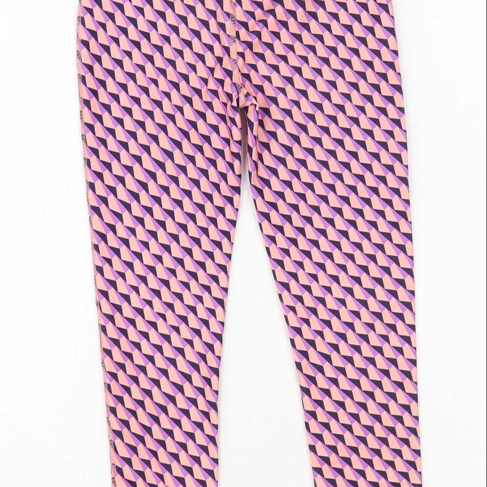 Dunnes Stores Girls Pink Geometric Polyester Jogger Trousers Size 7-8 Years Regular Pullover - Leggings