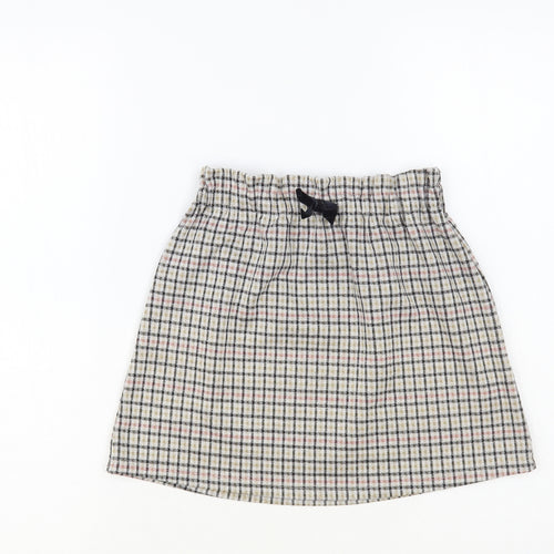 Primark Girls Grey Check Polyester A-Line Skirt Size 5-6 Years Regular Pull On