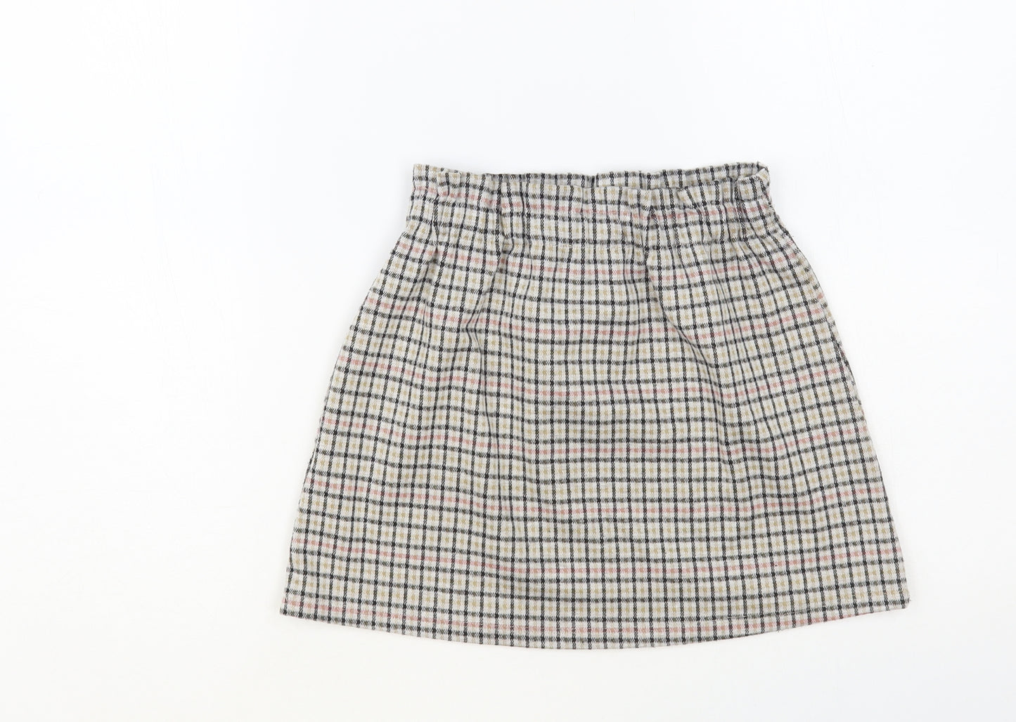 Primark Girls Grey Check Polyester A-Line Skirt Size 5-6 Years Regular Pull On
