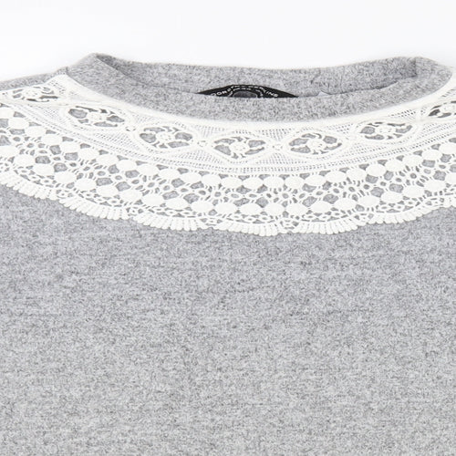 Dorothy Perkins Womens Grey Round Neck Polyester Pullover Jumper Size 16 - Lace Detail