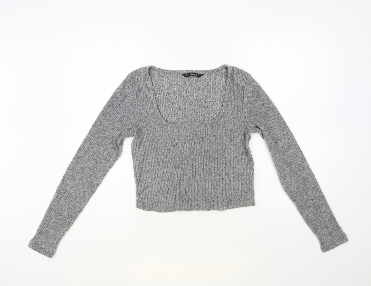 Dunnes Stores Womens Grey Square Neck Polyester Pullover Jumper Size S - Cropped