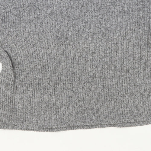 Dunnes Stores Womens Grey Square Neck Polyester Pullover Jumper Size S - Cropped