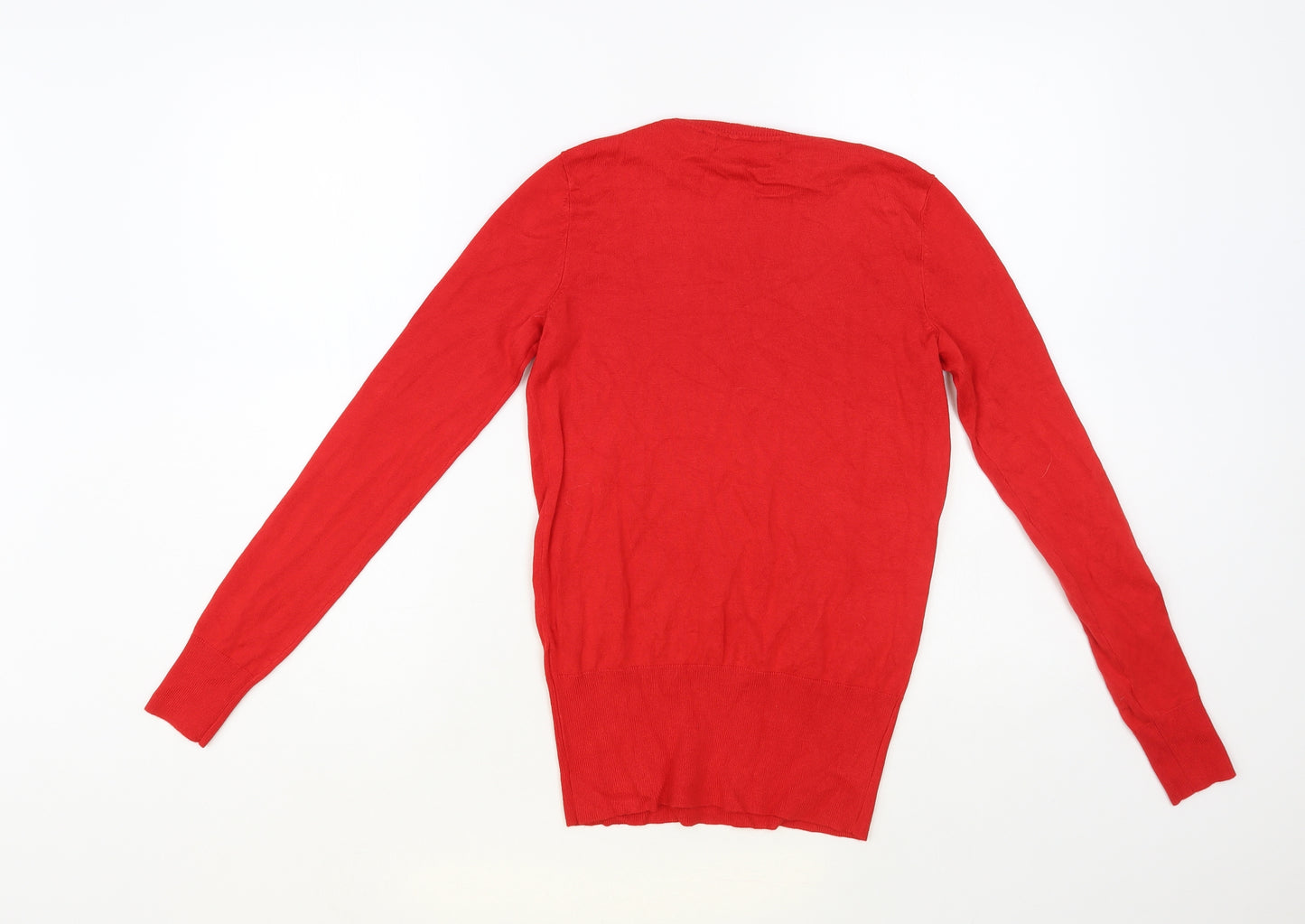 Marks and Spencer Womens Red Crew Neck Viscose Pullover Jumper Size S