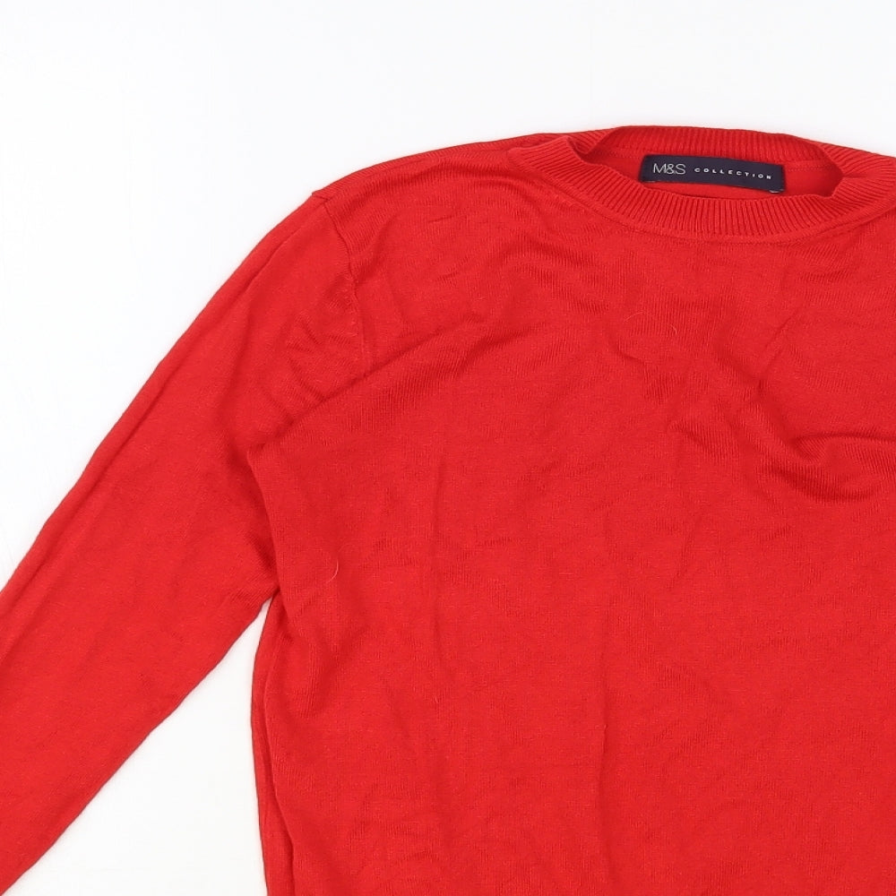 Marks and Spencer Womens Red Crew Neck Viscose Pullover Jumper Size S