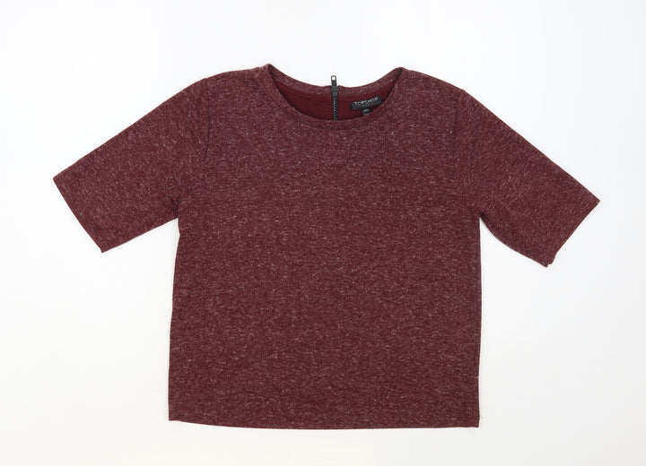 Topshop Womens Purple Polyester Basic T-Shirt Size 10 Round Neck