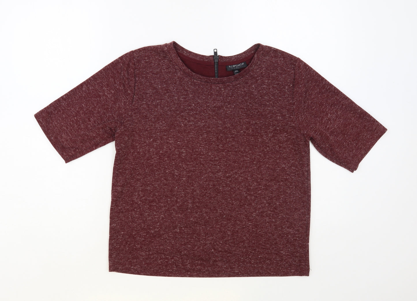 Topshop Womens Purple Polyester Basic T-Shirt Size 10 Round Neck