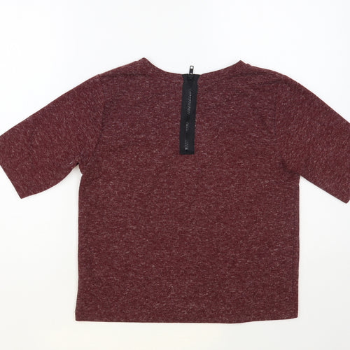 Topshop Womens Purple Polyester Basic T-Shirt Size 10 Round Neck