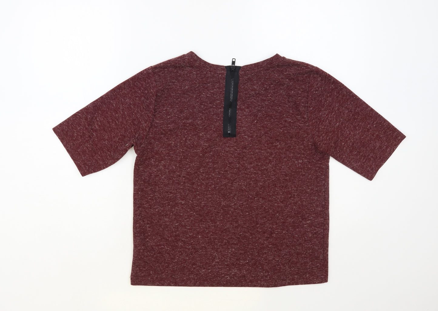 Topshop Womens Purple Polyester Basic T-Shirt Size 10 Round Neck