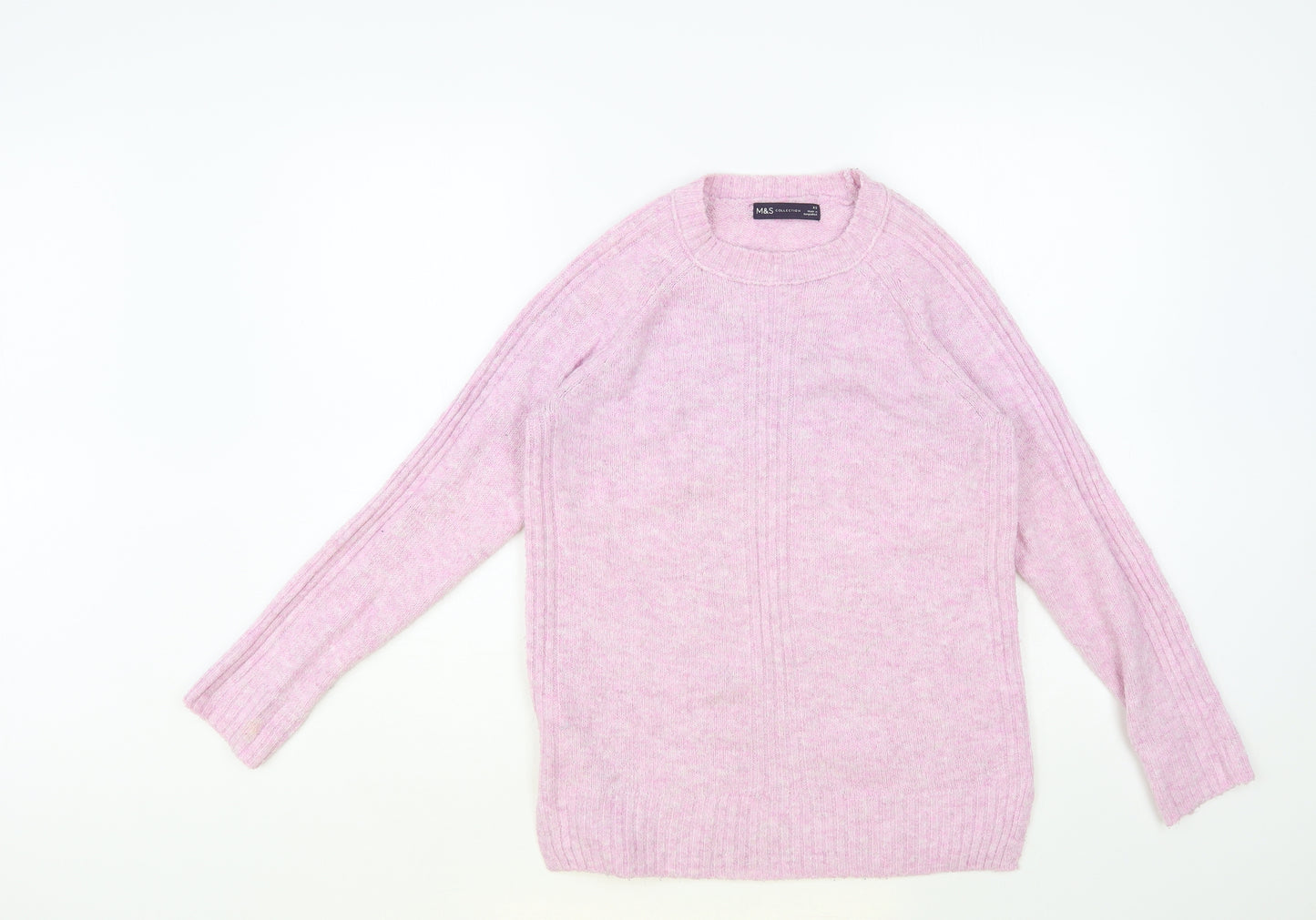 Marks and Spencer Womens Pink Crew Neck Acrylic Pullover Jumper Size XS