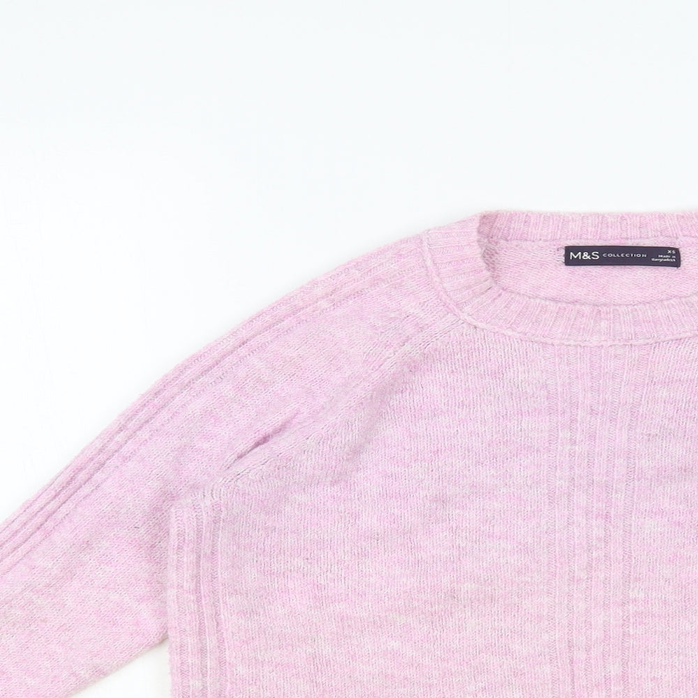 Marks and Spencer Womens Pink Crew Neck Acrylic Pullover Jumper Size XS