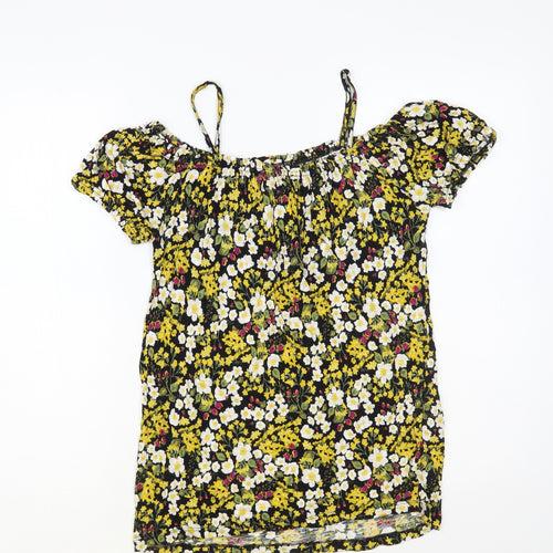 Matalan Womens Multicoloured Floral Viscose Basic Blouse Size 8 Off the Shoulder