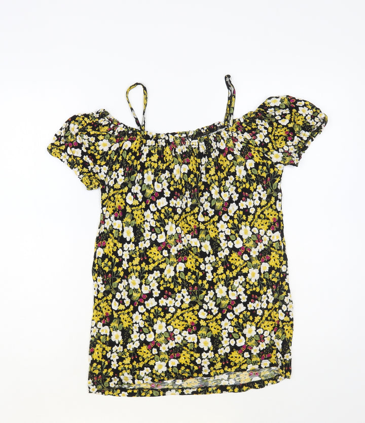 Matalan Womens Multicoloured Floral Viscose Basic Blouse Size 8 Off the Shoulder