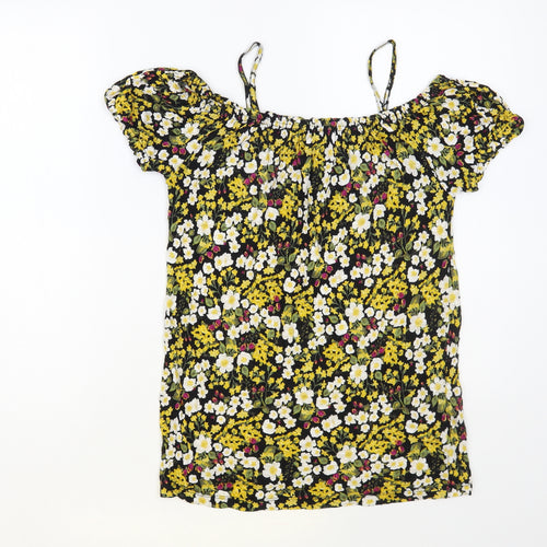 Matalan Womens Multicoloured Floral Viscose Basic Blouse Size 8 Off the Shoulder