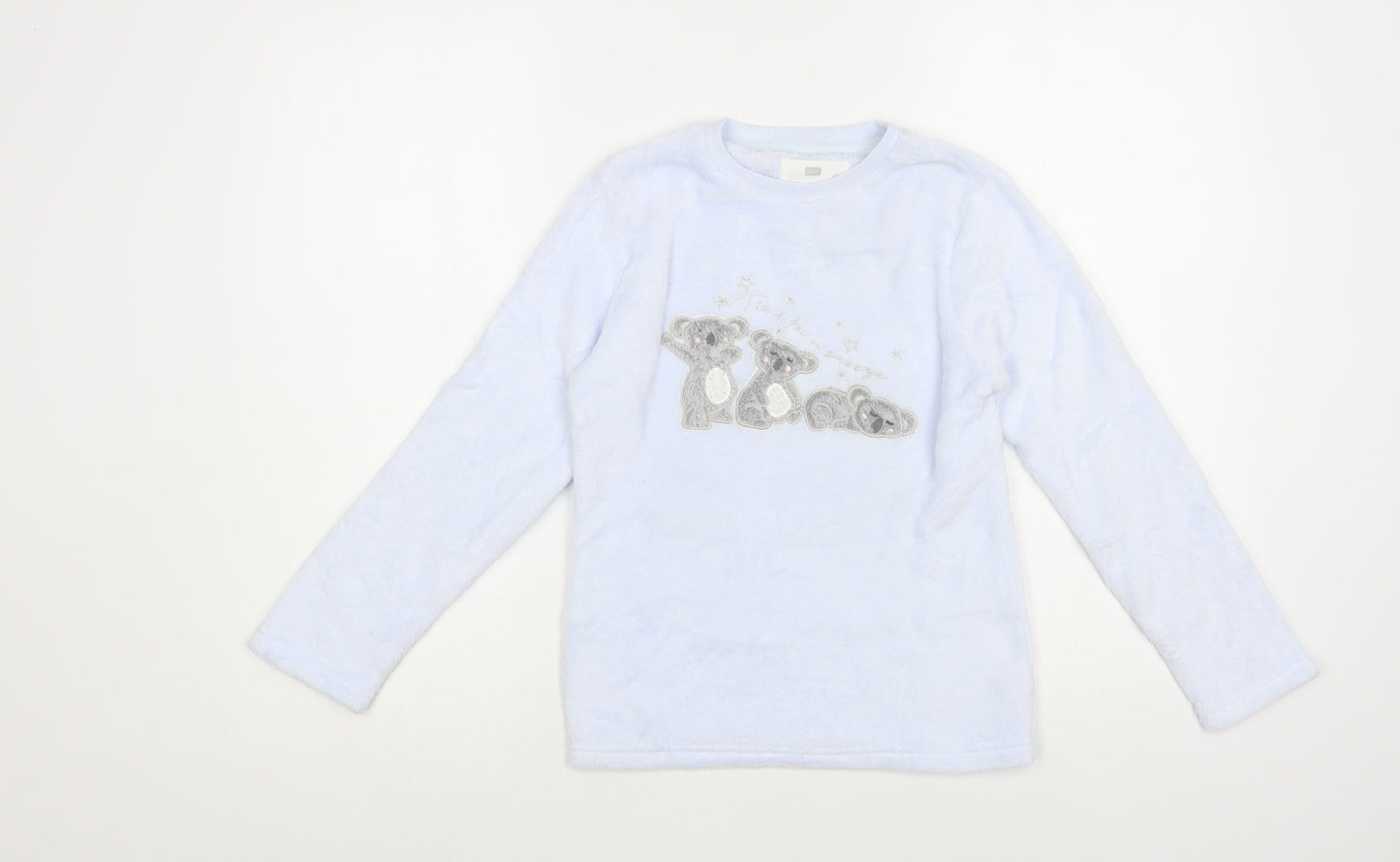 F&F Girls Blue Solid Polyester Top Lounge Set Size 8-9 Years Pullover - Koala Bear