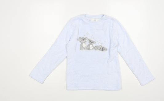 F&F Girls Blue Solid Polyester Top Lounge Set Size 8-9 Years Pullover - Koala Bear