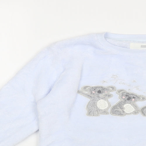 F&F Girls Blue Solid Polyester Top Lounge Set Size 8-9 Years Pullover - Koala Bear