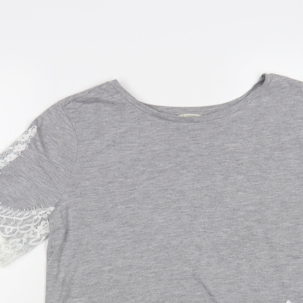 George Womens Grey Polyester Basic T-Shirt Size 12 Round Neck - Lace Detail