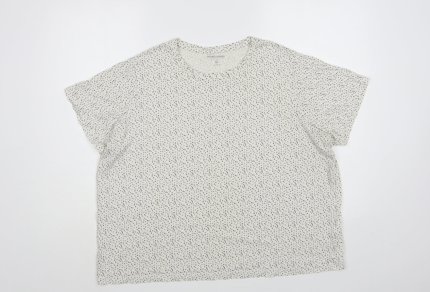 Dunnes Stores Womens White Animal Print Cotton Basic T-Shirt Size XL Crew Neck