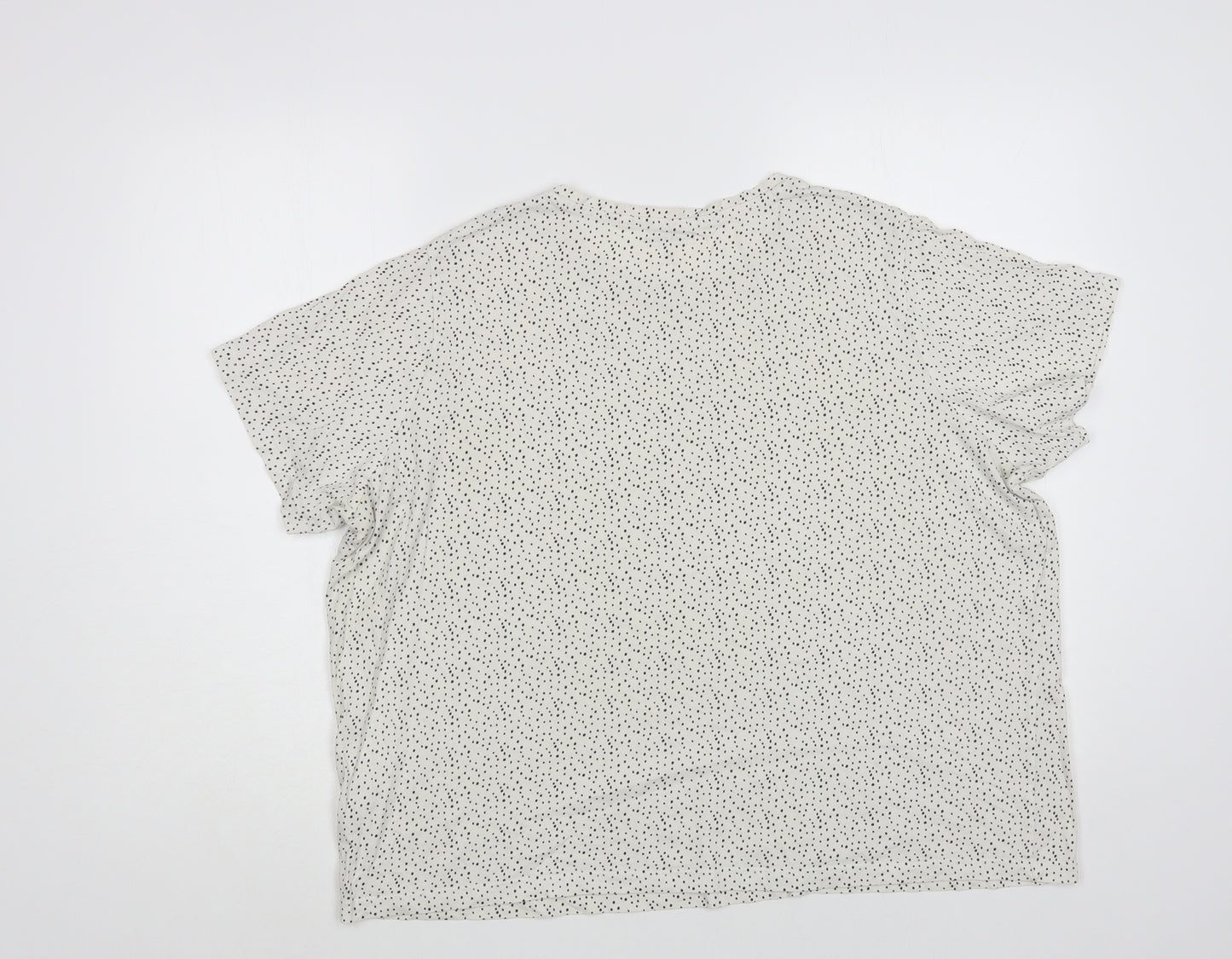 Dunnes Stores Womens White Animal Print Cotton Basic T-Shirt Size XL Crew Neck